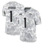 Johmsee C.Bengals #1 Ja'Marr Chase Player Arctic Camo Salute to Service Limited Stitched Jerseys
