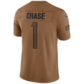 Johmsee C.Bengals #1 Ja'Marr Chase Player BROWN Salute To Service Limited Stitched Jerseys