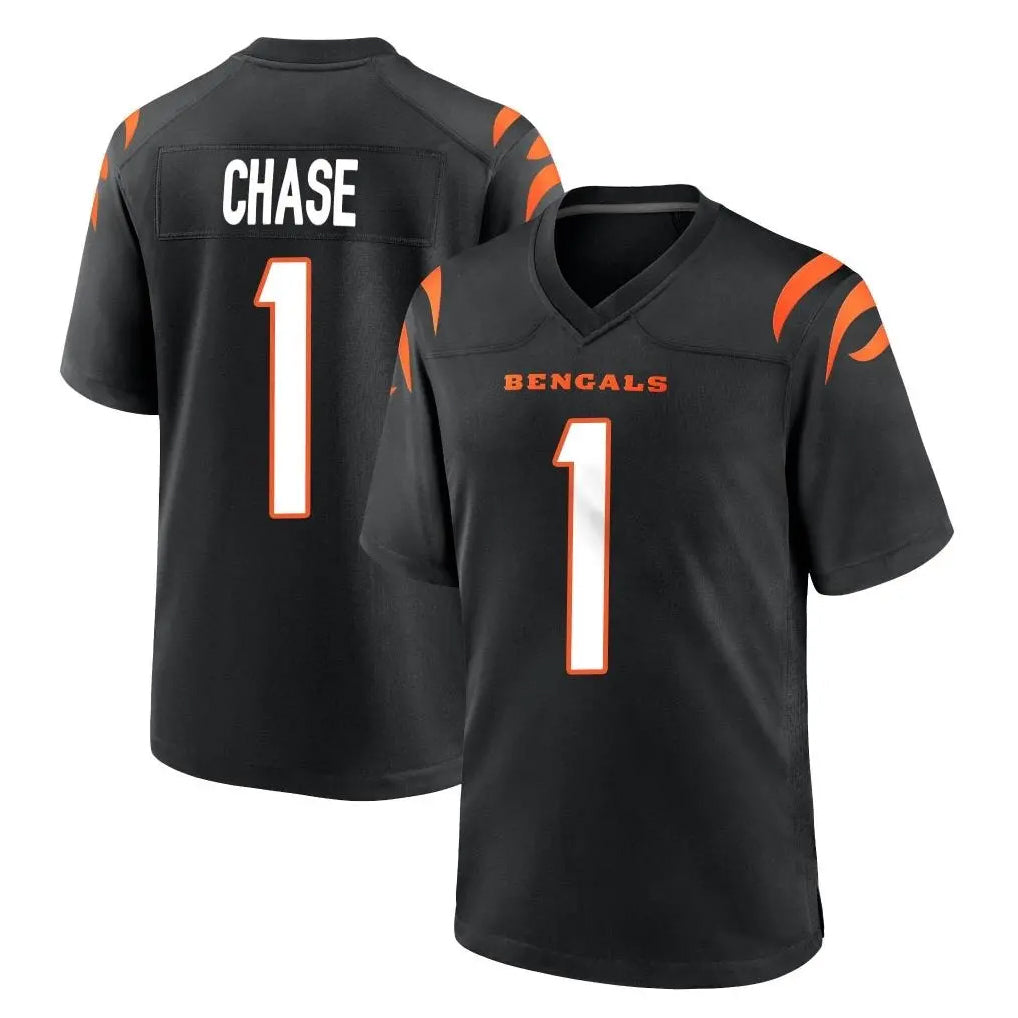 Johmsee C.Bengals #1 Ja'Marr Chase Player Black Home Game Stitched Jerseys