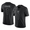 Johmsee C.Bengals #1 Ja'Marr Chase Player Black Reflective Limited Game Stitched Jerseys