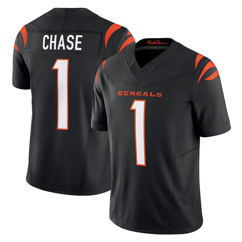 Johmsee C.Bengals #1 Ja'Marr Chase Player Black Vapor F.U.S.E. Limited Home Game Stitched Jerseys