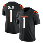 Johmsee C.Bengals #1 Ja'Marr Chase Player Black Vapor Untouchable Limited Home Game Stitched Jerseys