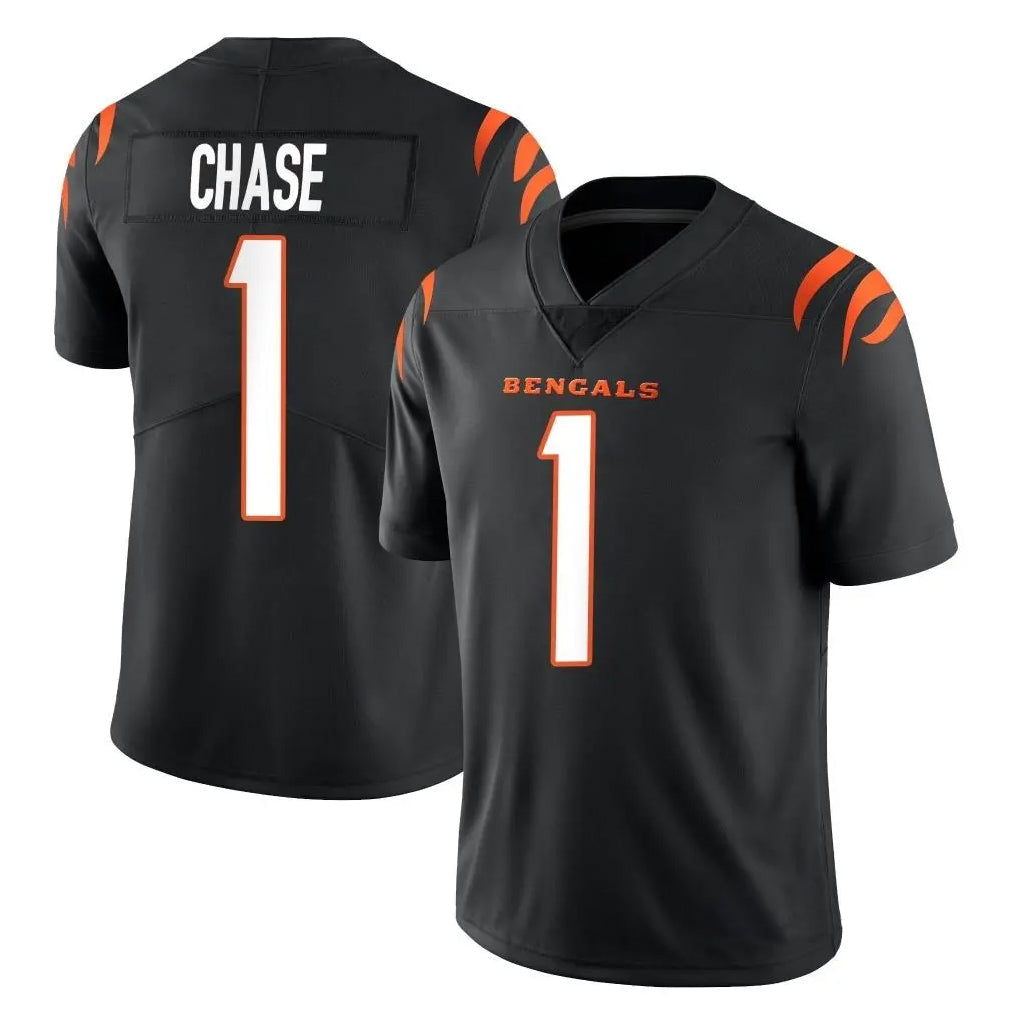 Johmsee C.Bengals #1 Ja'Marr Chase Player Black Vapor Untouchable Limited Home Game Stitched Jerseys