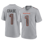 Johmsee C.Bengals #1 Ja'Marr Chase Player Gray Atmosphere Fashion Game Stitched Jerseys