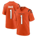 Johmsee C.Bengals #1 Ja'Marr Chase Player Orange Home Game Stitched Jerseys