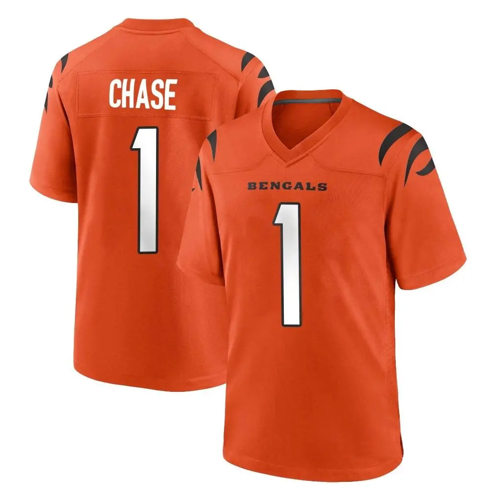 Johmsee C.Bengals #1 Ja'Marr Chase Player Orange Home Game Stitched Jerseys
