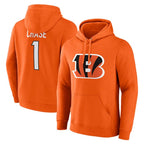 Johmsee C.Bengals #1 Ja'Marr Chase Player Orange Salute to Service Pullover Hoodie Limited Stitched Jerseys