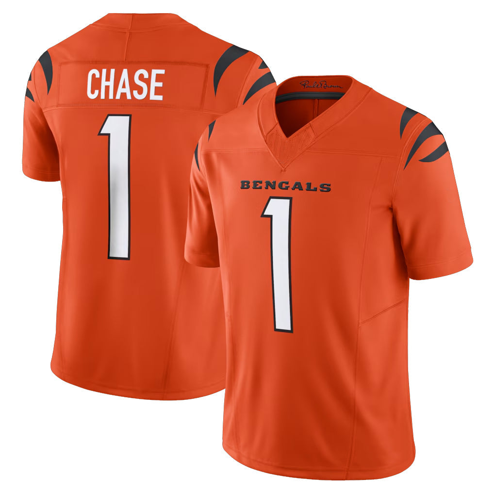 Johmsee C.Bengals #1 Ja'Marr Chase Player Orange Vapor F.U.S.E. Limited Home Game Stitched Jerseys