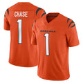 Johmsee C.Bengals #1 Ja'Marr Chase Player Orange Vapor F.U.S.E. Limited Home Game Stitched Jerseys