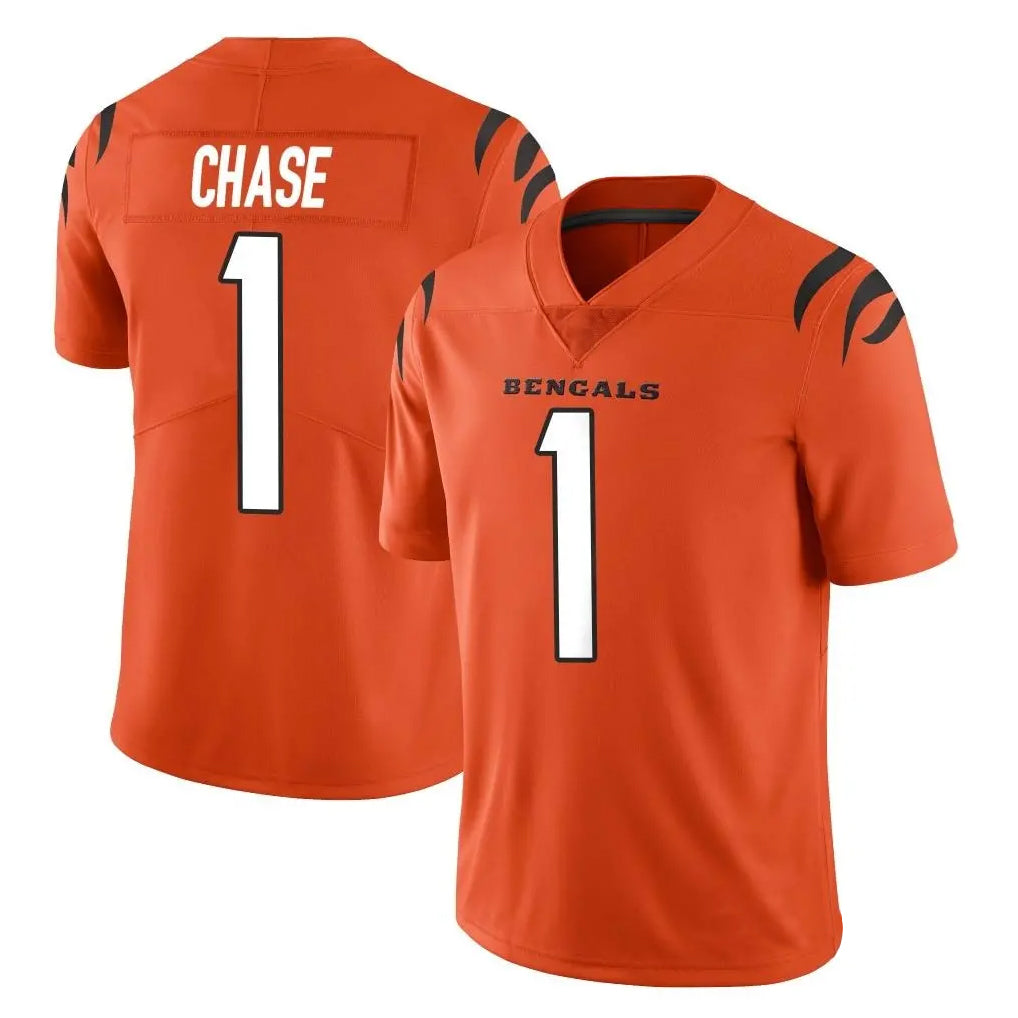 Johmsee C.Bengals #1 Ja'Marr Chase Player Orange Vapor Untouchable Limited Home Game Stitched Jerseys