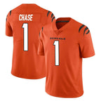 Johmsee C.Bengals #1 Ja'Marr Chase Player Orange Vapor Untouchable Limited Home Game Stitched Jerseys