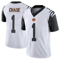 Johmsee C.Bengals #1 Ja'Marr Chase Player White Color Rush Vapor Untouchable Limted Home Game Stitched Jerseys