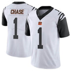 Johmsee C.Bengals #1 Ja'Marr Chase Player White Color Rush Vapor Untouchable Limted Home Game Stitched Jerseys