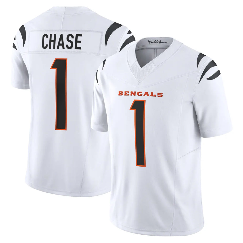 Johmsee C.Bengals #1 Ja'Marr Chase Player White Vapor F.U.S.E. Limited Home Game Stitched Jerseys