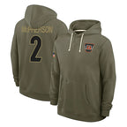 Johmsee C.Bengals #2 Evan McPherson Player Olive Salute to Service Pullover Hoodies Limited Stitched Jerseys