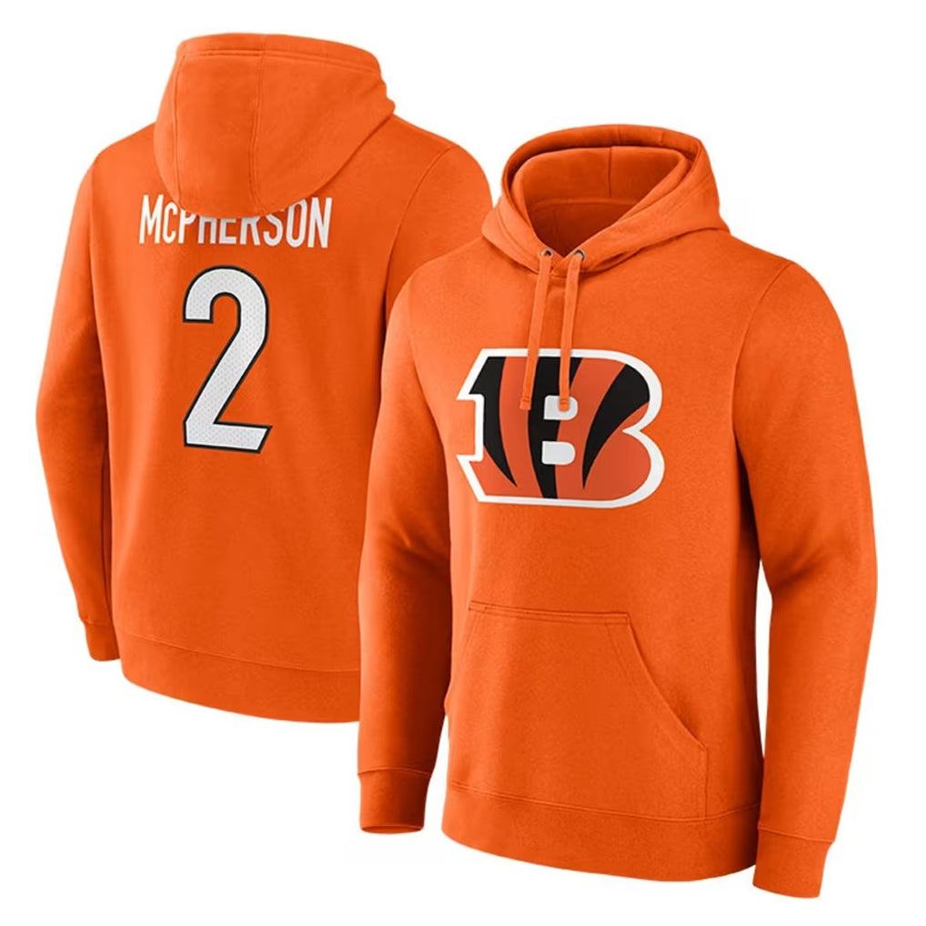 Johmsee C.Bengals #2 Evan McPherson Player Orange Salute to Service Pullover Hoodie Limited Stitched Jerseys