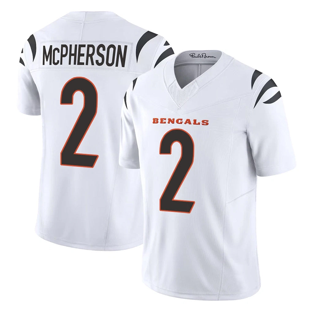 Johmsee C.Bengals #2 Evan McPherson Player White Vapor F.U.S.E. Limited Home Game Stitched Jerseys