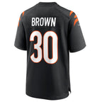Johmsee C.Bengals #30 Chase Brown Black Team Game Jersey American Stitched Jersey