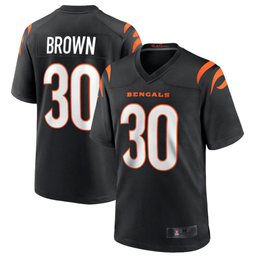 Johmsee C.Bengals #30 Chase Brown Black Team Game Jersey American Stitched Jerseys