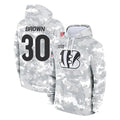 Johmsee C.Bengals #30 Chase Brown Player Arctic Camo Salute to Service Pullover Hoodie Limited Stitched Jerseys