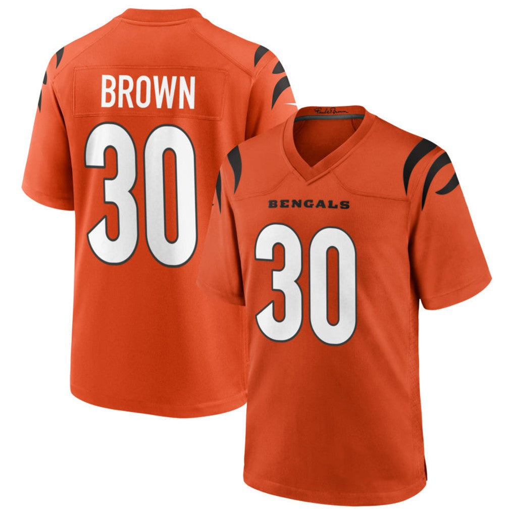 Johmsee C.Bengals #30 Chase Brown Player Oramge Home Game Stitched Jerseys