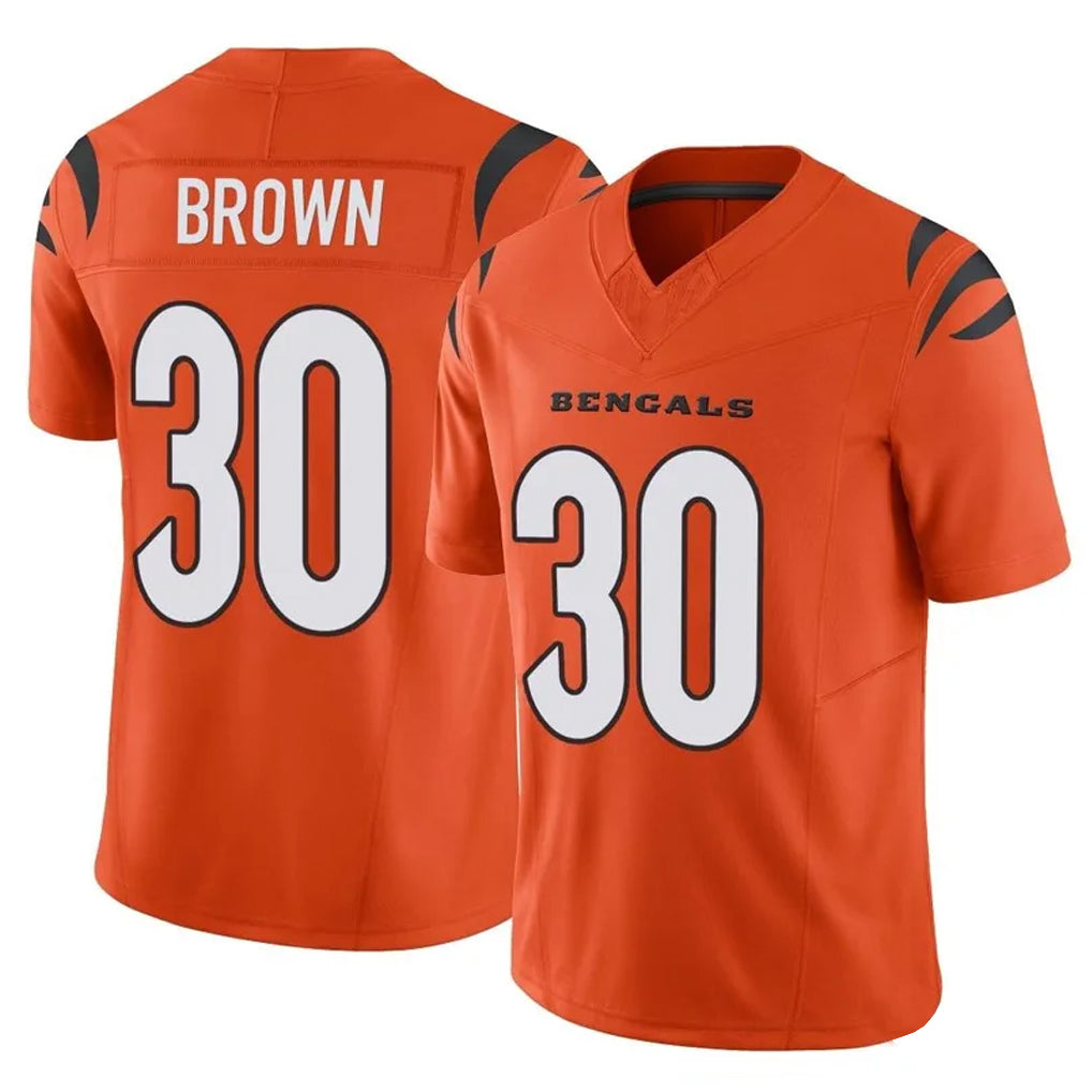 Johmsee C.Bengals #30 Chase Brown Player Orange Vapor F.U.S.E. Limited Home Game Stitched Jerseys