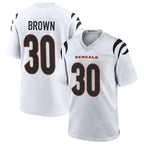 Johmsee C.Bengals #30 Chase Brown Player White Home Game Stitched Jerseys
