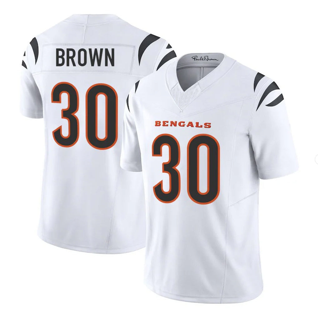 Johmsee C.Bengals #30 Chase Brown Player White Vapor F.U.S.E. Limited Home Game Stitched Jerseys