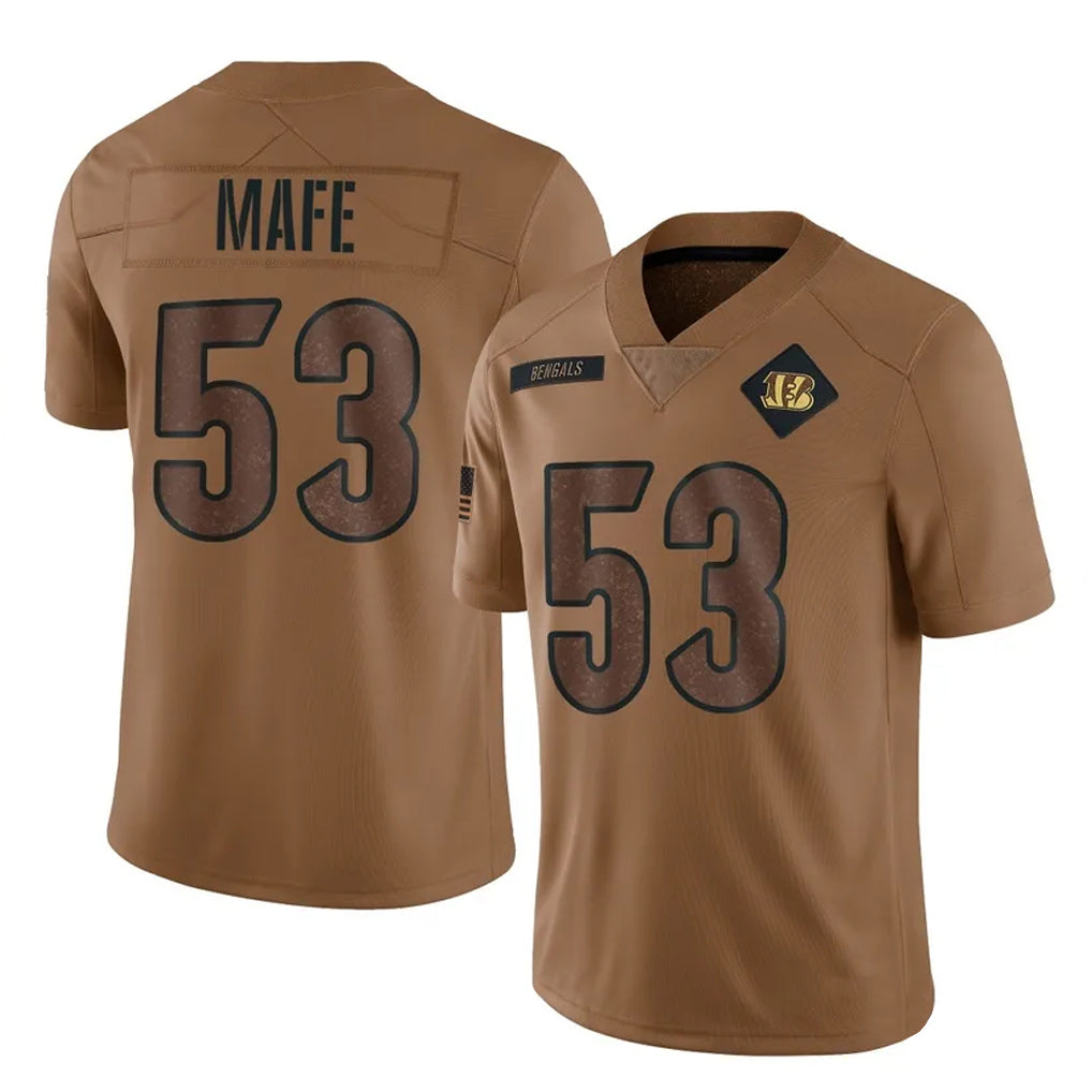 Johmsee C.Bengals #53 Boye Mafe Player Brown Salute to Service Limited Stitched Jerseys