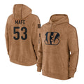 Johmsee C.Bengals #53 Boye Mafe Player Brown Salute to Service Pullover Hoodie Limited Stitched Jerseys