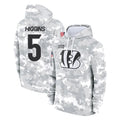 Johmsee C.Bengals #5 Tee Higgins Player Arctic Camo Salute to Service Pullover Hoodie Limited Stitched Jerseys