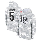 Johmsee C.Bengals #5 Tee Higgins Player Arctic Camo Salute to Service Pullover Hoodie Limited Stitched Jerseys