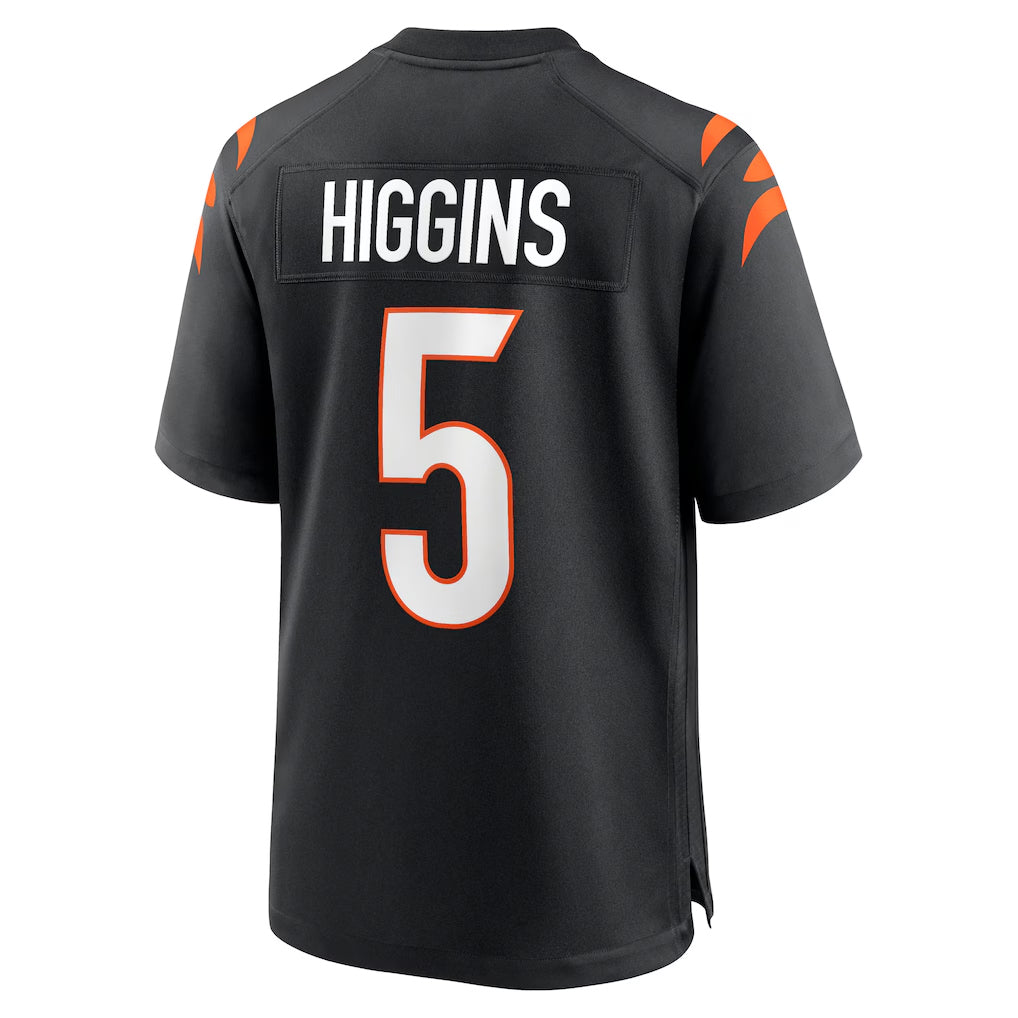 Johmsee C.Bengals #5 Tee Higgins Player Black Home Game Stitched Jerseys