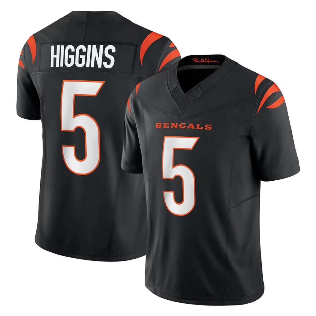 Johmsee C.Bengals #5 Tee Higgins Player Black Vapor F.U.S.E. Limited Home Game Stitched Jerseys