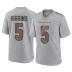 Johmsee C.Bengals #5 Tee Higgins Player Gray Atmosphere Fashion Game Stitched Jerseys