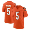 Johmsee C.Bengals #5 Tee Higgins Player Orange Home Game Stitched Jerseys