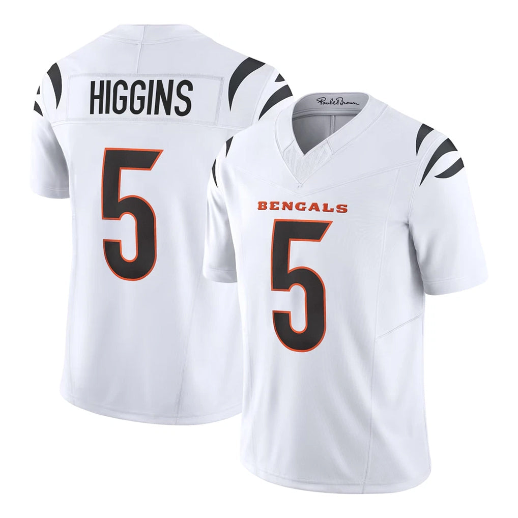 Johmsee C.Bengals #5 Tee Higgins Player White Vapor F.U.S.E. Limited Home Game Stitched Jerseys