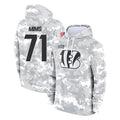 Johmsee C.Bengals #71 Amarius Mims Player Arctic Camo Salute to Service Pullover Hoodie Limited Stitched Jerseys