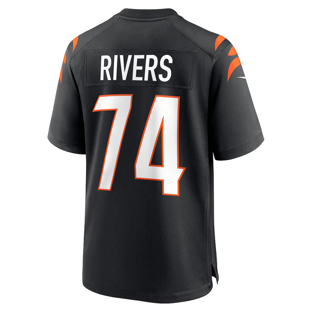 C.Bengals #74 Jalen Rivers Black Team Game American Football Jerseys
