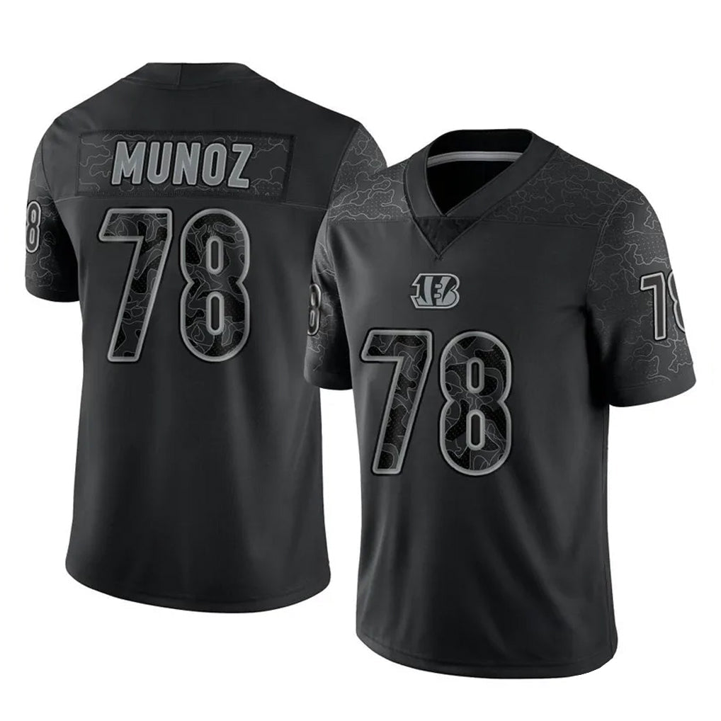 Johmsee C.Bengals #78 Anthony Munoz Player Black Reflective Limited Game Stitched Jerseys