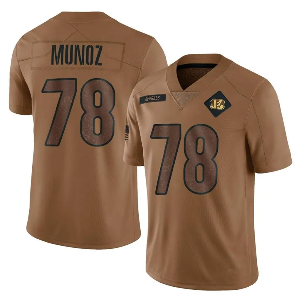 Johmsee C.Bengals #78 Anthony Munoz Player Brown Salute to Service Limited Stitched Jerseys