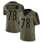 Johmsee C.Bengals #78 Anthony Munoz Player Olive Salute to Service Game Stitched Jerseys