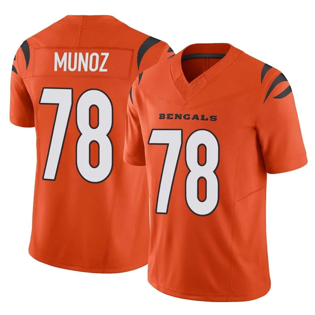Johmsee C.Bengals #78 Anthony Munoz Player Orange Vapor F.U.S.E. Limited Home Game Stitched Jerseys