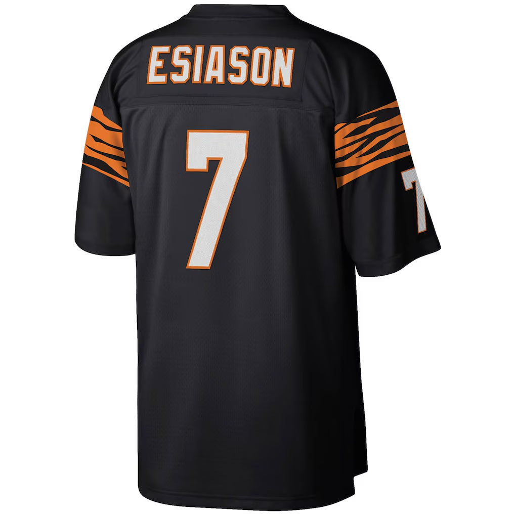 Johmsee C.Bengals #7 Boomer Esiason Mitchell & Ness Black Legacy Replica Stitched Jerseys