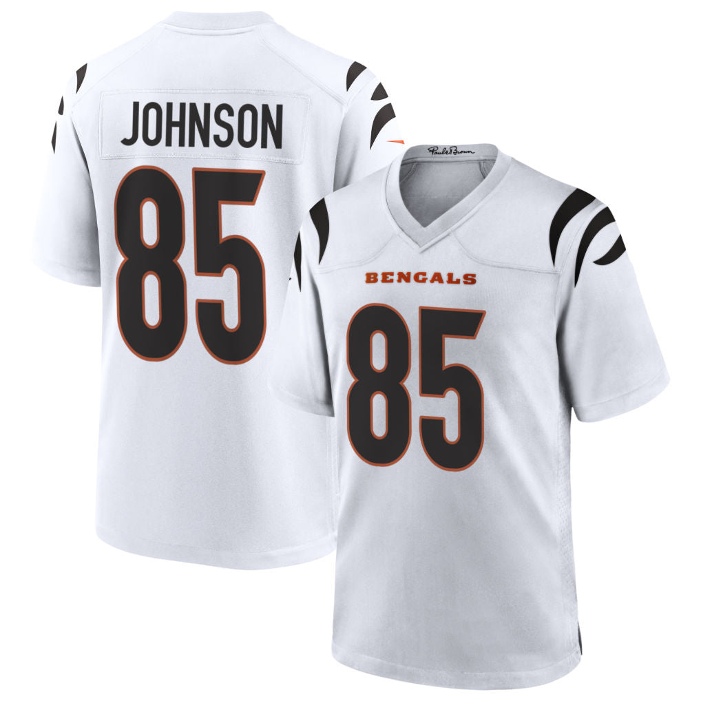 Johmsee C.Bengals #85 Chad Johnson Player White Home Game Stitched Jerseys