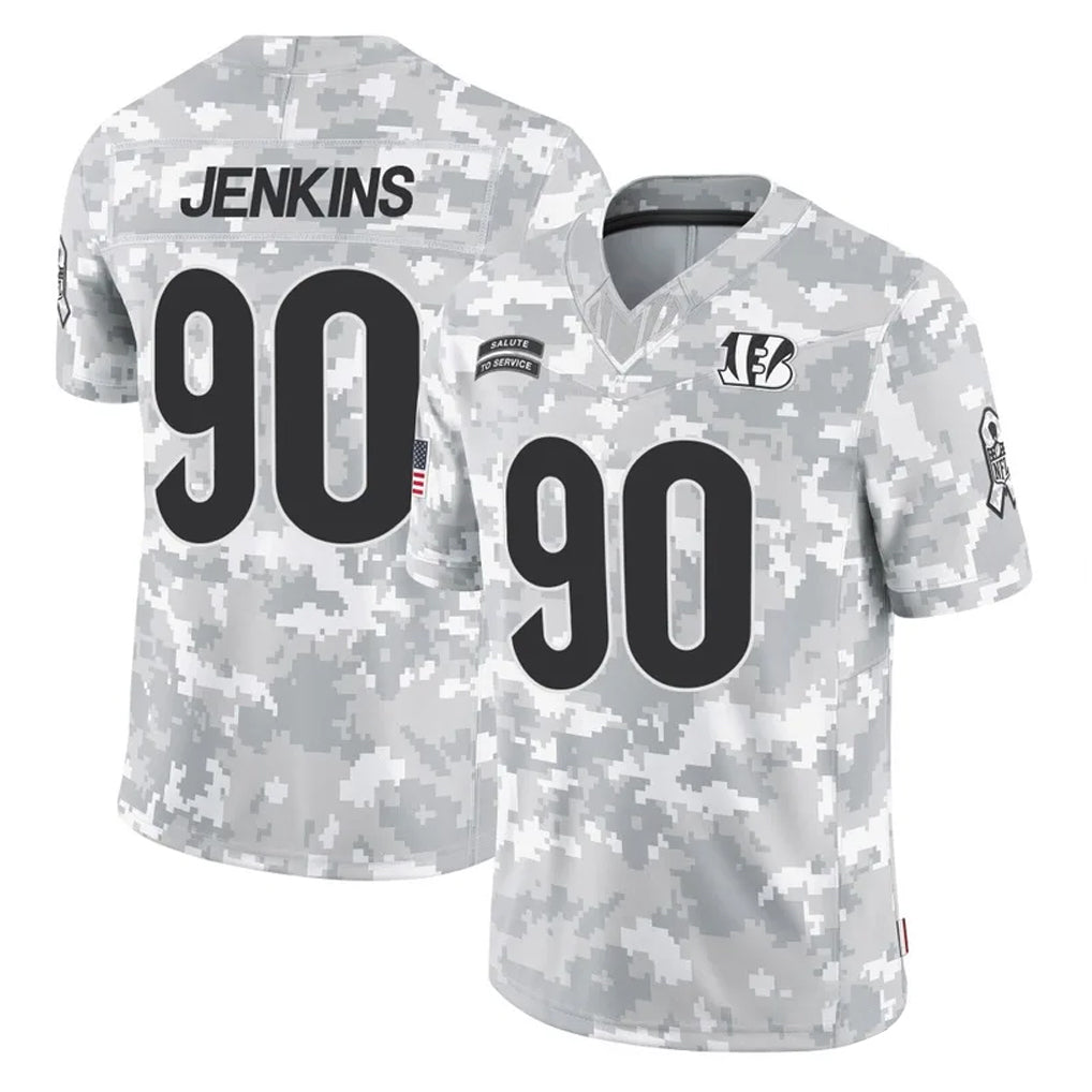 Johmsee C.Bengals #90 Kris Jenkins Jr Player Arctic Camo Salute to Service Limited Stitched Jerseys