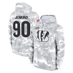 Johmsee C.Bengals #90 Kris Jenkins Jr Player Arctic Camo Salute to Service Pullover Hoodie Limited Stitched Jerseys