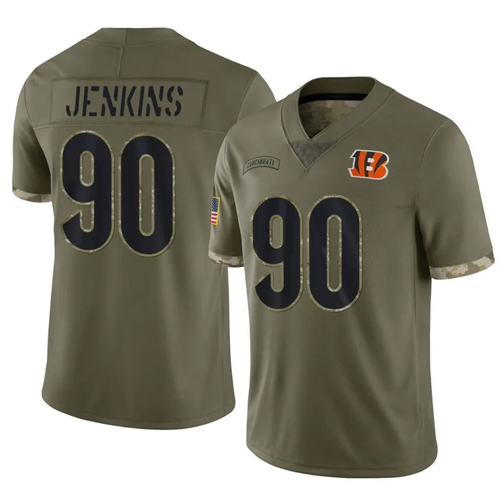 Johmsee C.Bengals #90 Kris Jenkins Jr Player Olive Salute to Service Limited Game Stitched Jerseys