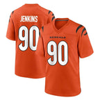 Johmsee C.Bengals #90 Kris Jenkins Jr Player Orange Home Game Stitched Jerseys