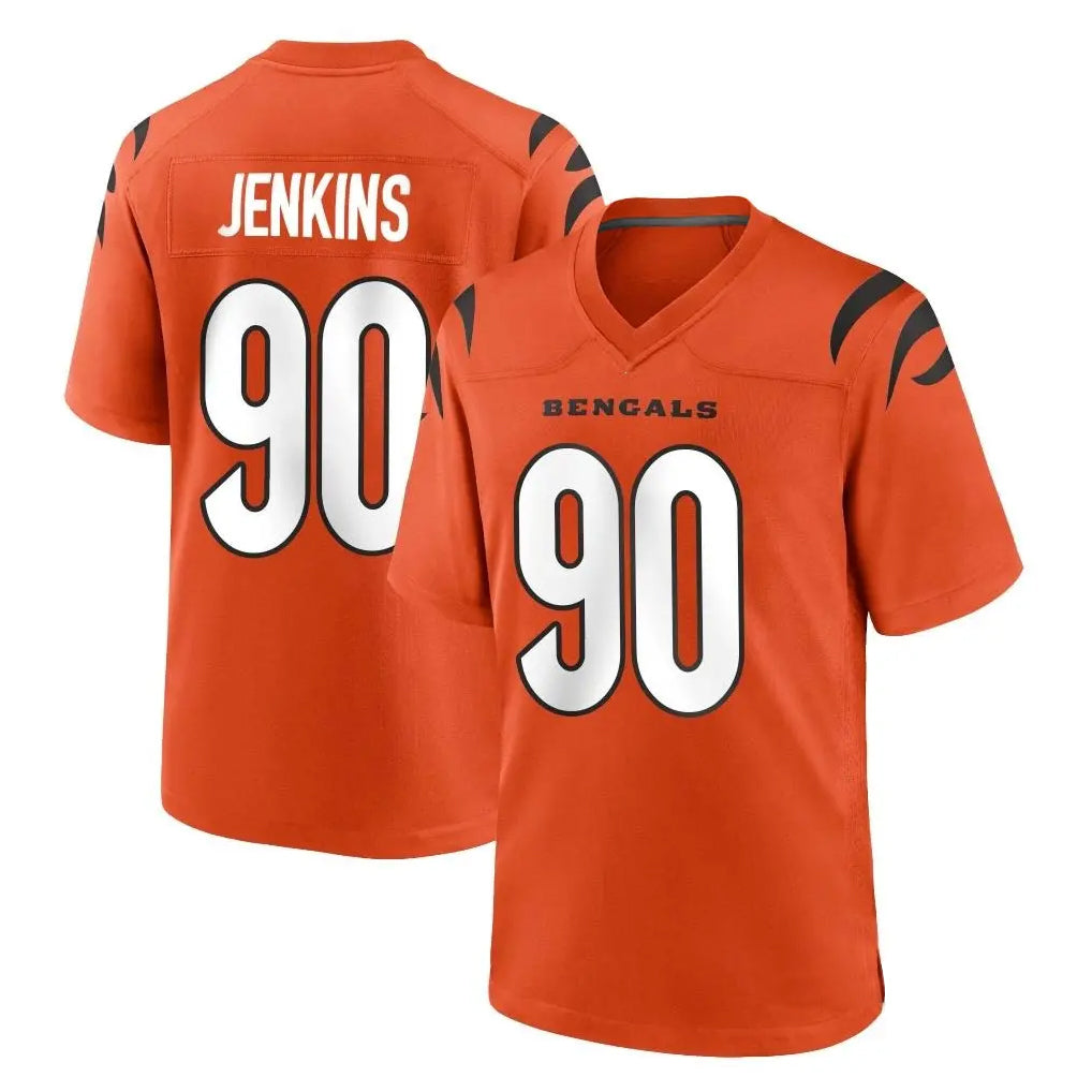 Johmsee C.Bengals #90 Kris Jenkins Jr Player Orange Home Game Stitched Jerseys